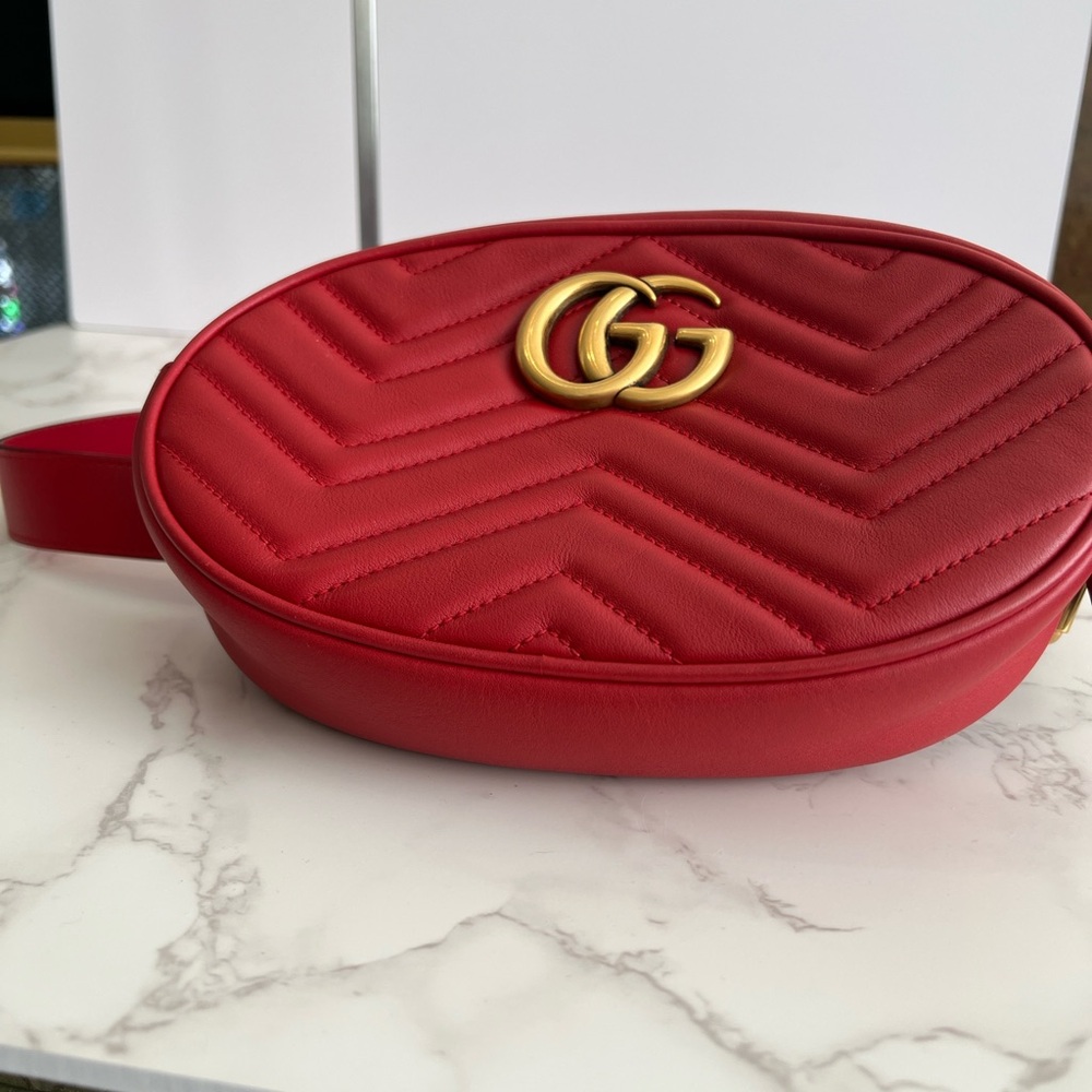 Gucci Red Marmont Belt Bag